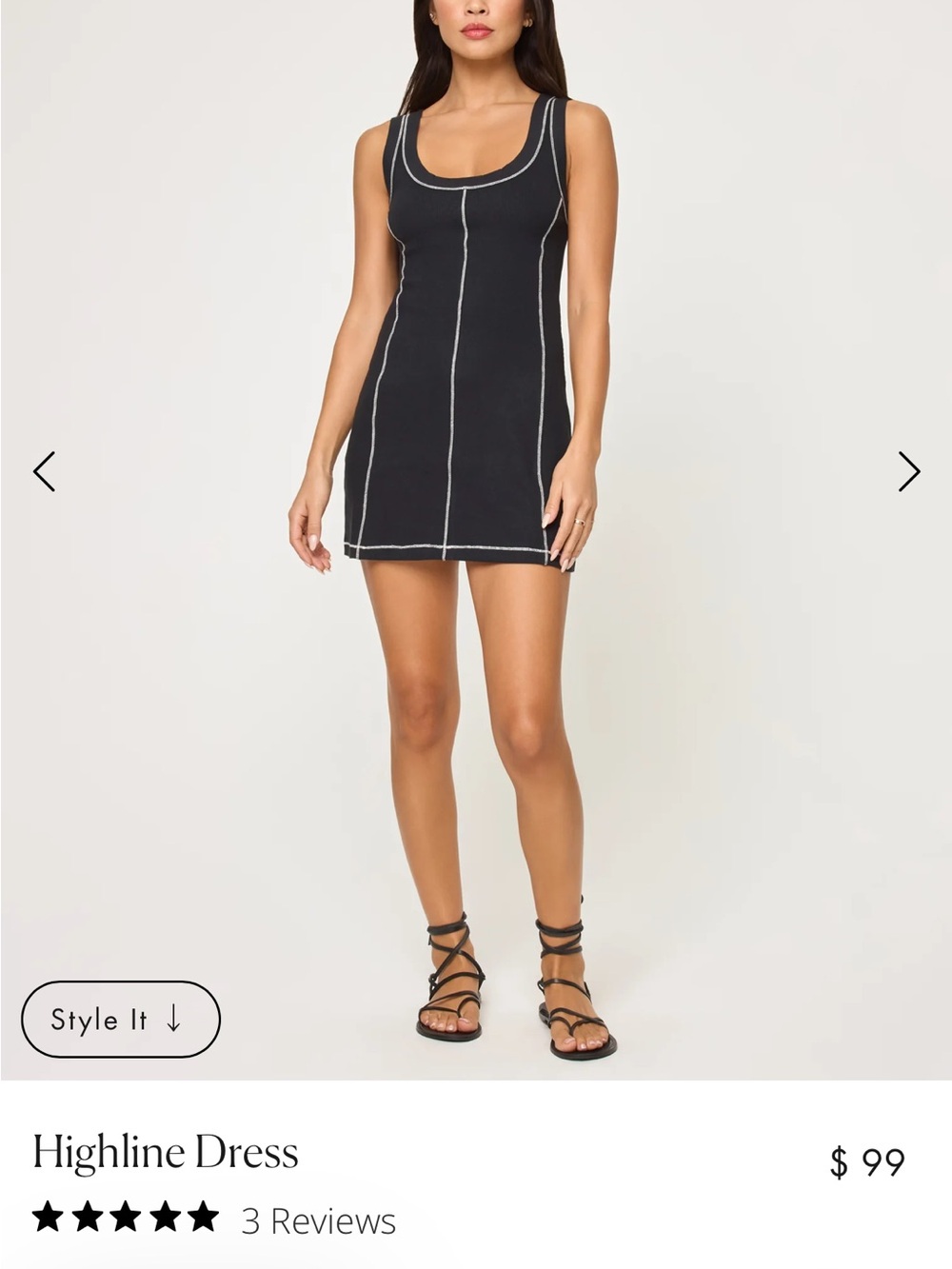 L*Space Highline Black Dress with White Contrast Stitching